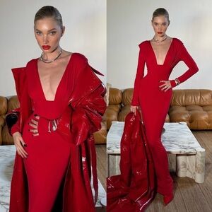 Helsa Jersey Deep V Maxi Dress in Chile Size Medium NEW! New with tags!